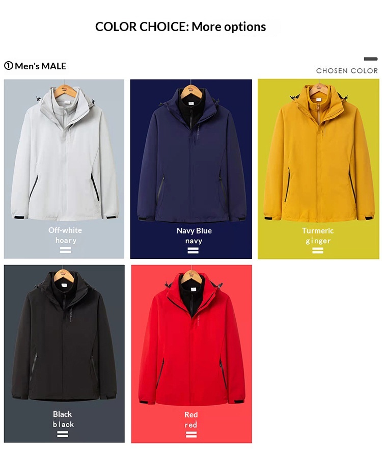 Giacca a vento ispessita da esterno per uomo e donna, set tre in uno da 0,05 kg, staccabile, antivento e impermeabile_voghion.com