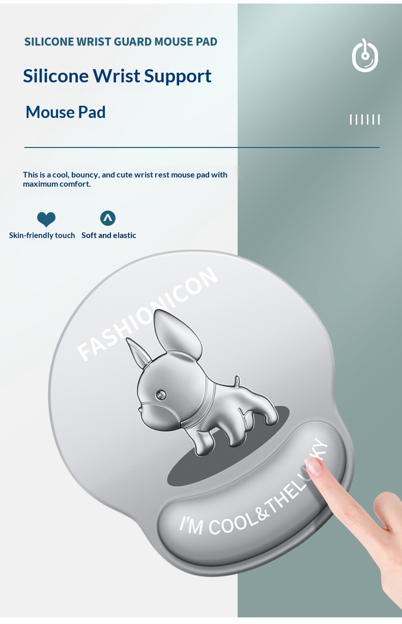 NeoGear NeoGear NeoGear Neue Maus-Tastatur-Handauflage, trendiges, niedliches, rutschfestes Handgelenkpolster, Französische Bulldogge 3D, Großhandel_voghion.com