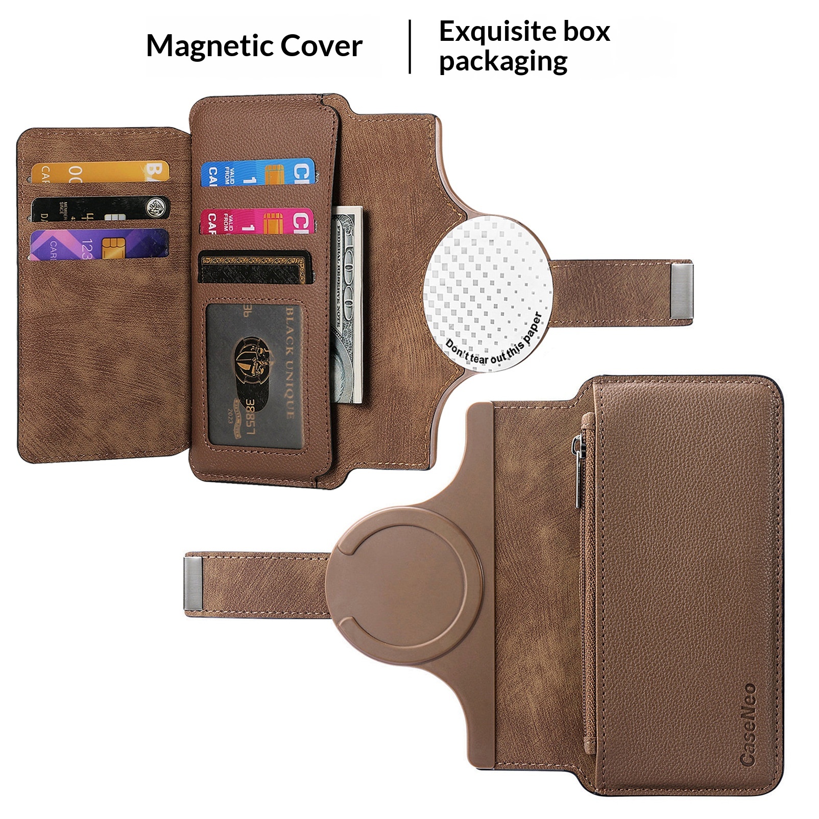 TechGlobe Magnetic Face Cover Set Compatible With IPhone 16 Multiple Models Shockproof Card Slot Protective Case Multi-size_voghion.com