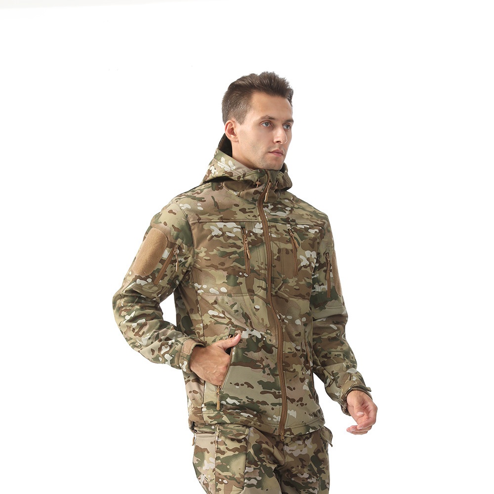 ESDY Softshell-Outdoorjacke für Jungen, Tarnmuster, Thermojacke für Herren, winddicht, ideal zum Radfahren und Wandern._voghion.com