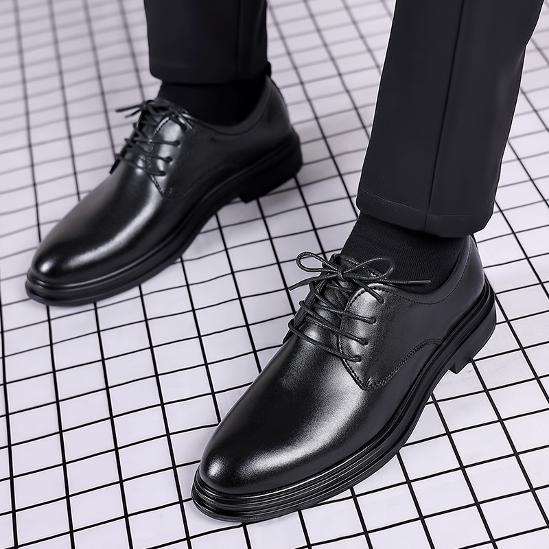 Costume d'été formel en cuir véritable pour homme, style business, idéal pour les collégiens et les garçons d'honneur. Respirant et noir._voghion.com