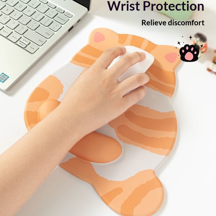 NeoGear NeoGear NeoGear Carino, resistente allo sporco, supporto per il polso, tappetino per mouse 3D, semplice e portatile, piccolo gatto arancione, scrivania da ufficio, fascia alta_voghion.com