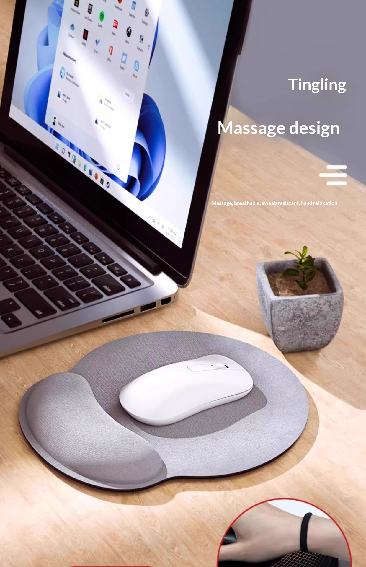 NeoGear NeoGear NeoGear Office Tapis de souris 3D épais pour jeux et e-sports, couleur unie, en mousse à mémoire de forme confortable et antidérapant_voghion.com