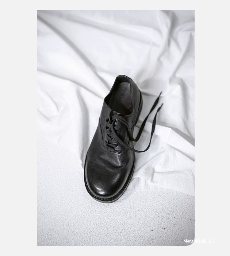 WalkPrime Japanese Retro For Men Dark Black Yamamoto Handmade Trendy Unique Vintage Genuine Leather Soft Cowhide Shoes Summer_voghion.com