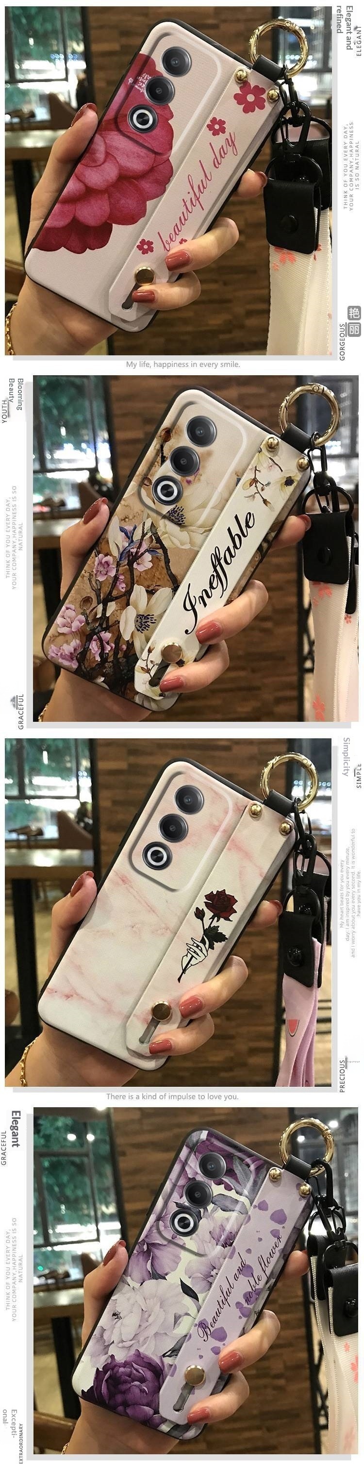 TechGlobe compatibile con OPPO A3X versione domestica/A3 versione attiva del telefono Liquid Lanyard Custodia morbida Texture Stand Cinturino da polso_voghion.com