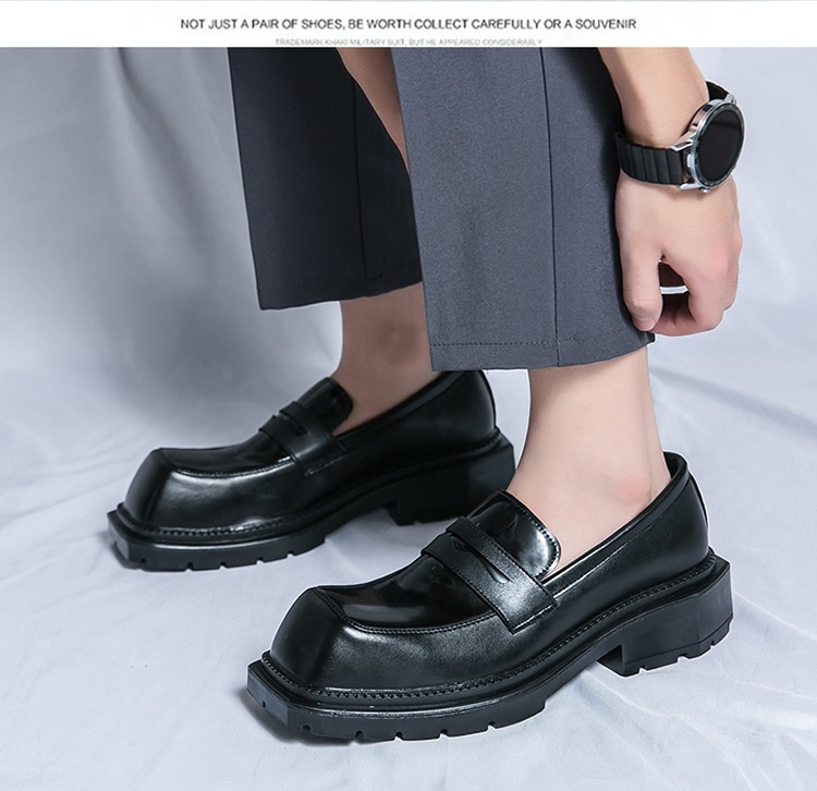 WalkPrime Formal Square Toe Leather For Men Britih Style In Caual Groommen Suit Black Thick-Soled Height-Increaing Derby_voghion.com