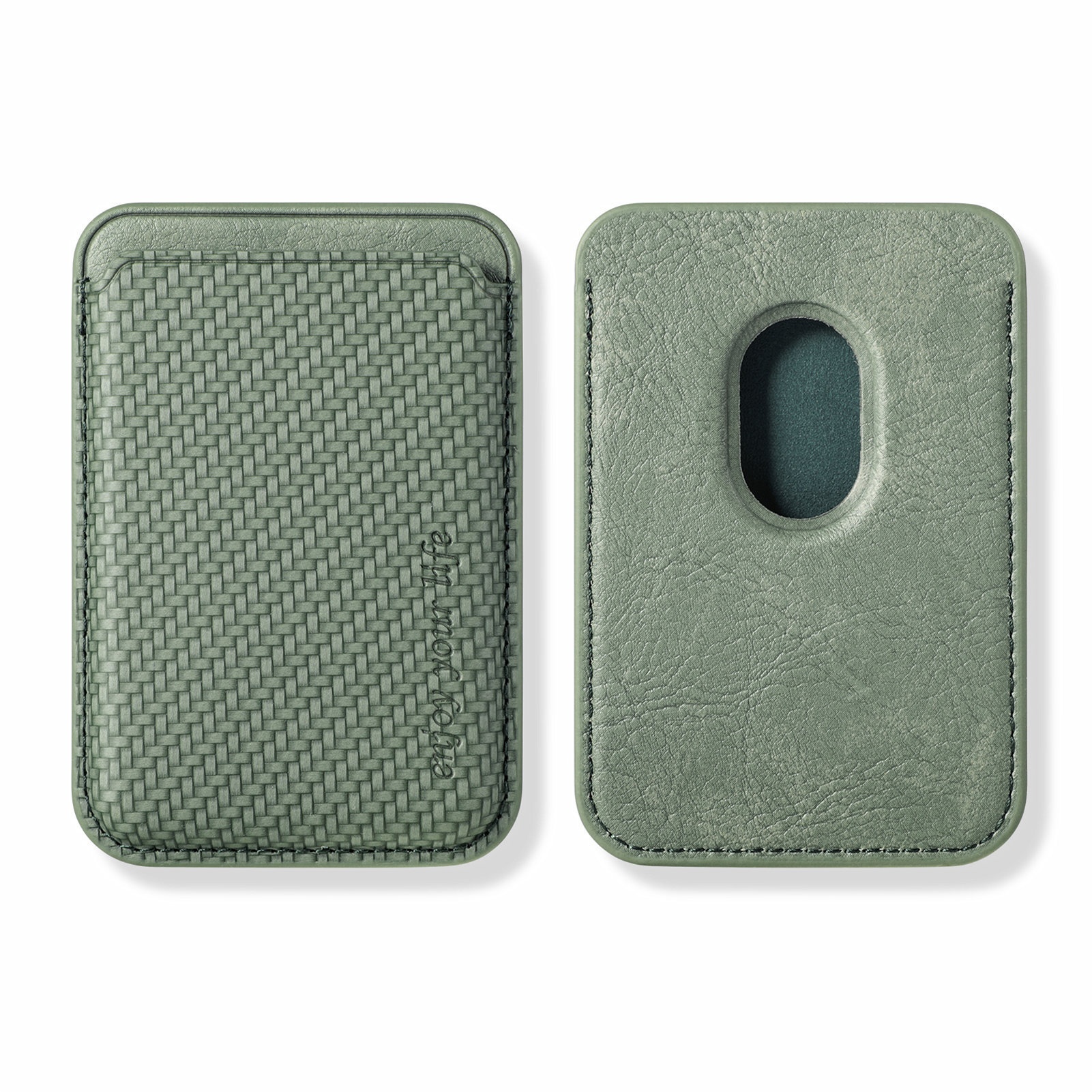 TechGlobe Compatible With Magnetic Fiber Texture Back Sticker IPhone 15 Holder Wallet Style Card Slot Case_voghion.com