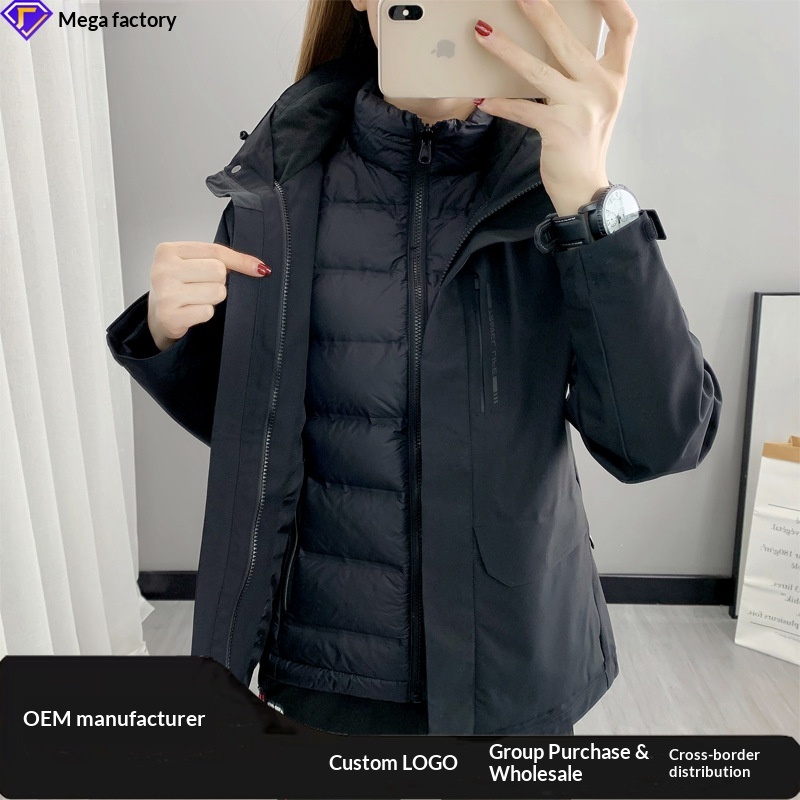 Sommerwanderanzug für Jungen mit Daunenfutter für Herren, Outdoor-Arbeitsbekleidung, wasser- und winddicht, 3-in-1 wasserabweisend_voghion.com