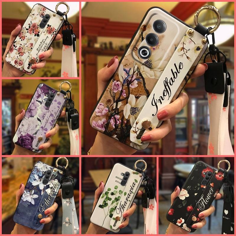 TechGlobe compatibile con OPPO A3X versione domestica/A3 versione attiva del telefono Liquid Lanyard Custodia morbida Texture Stand Cinturino da polso_voghion.com