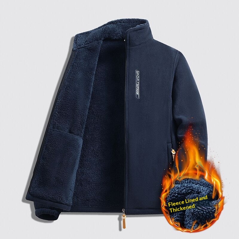 boy Boy Men's Autumn Winter New Cardigan Fleece Sweatshirt Lamb Wool Thickened Warm Jacket_voghion.com