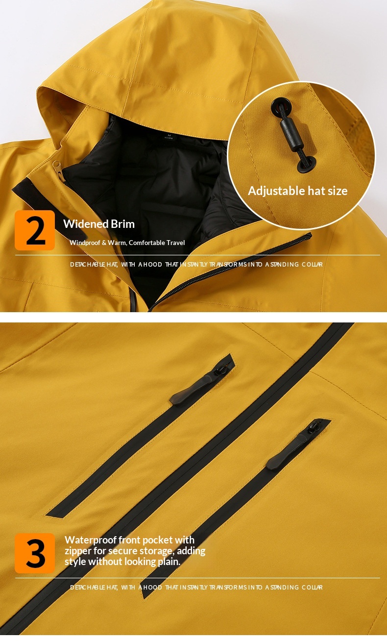 Boy Damen Drei-in-Eins Fleece-Daunenjacke mit wind- und wasserdichtem Futter für Outdoor-Reisen, geeignet für Damen und Herren, Kälteschutz_voghion.com