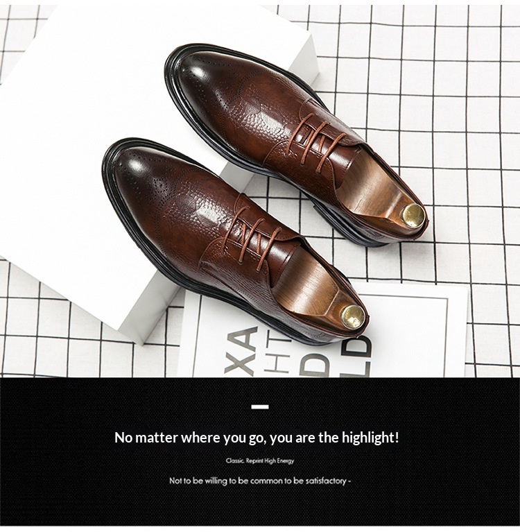 Sapatos casuais masculinos Voyage de cano baixo, bico fino, estilo brogue retrô, em couro, respiráveis e ideais para o outono e inverno._voghion.com