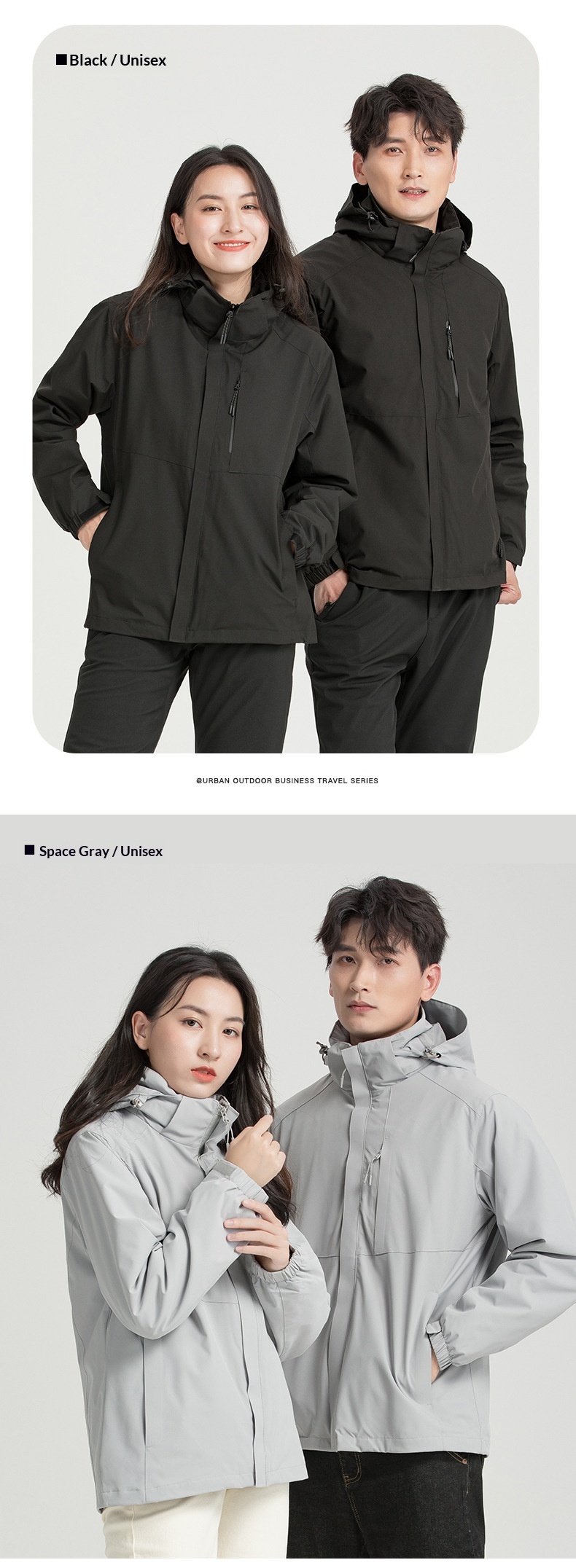 boy Boy New Outdoor Hiking 3-in-1 Jacket Men Windproof Waterproof Solid Color Two-Piece Set Women Coat Group Purchase Label_voghion.com