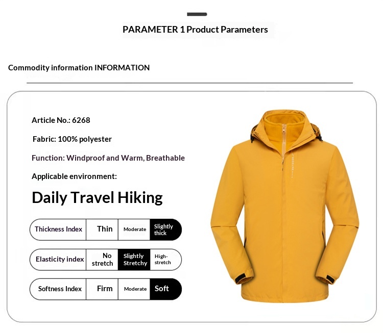 Giacca a vento ispessita da esterno per uomo e donna, set tre in uno da 0,05 kg, staccabile, antivento e impermeabile_voghion.com