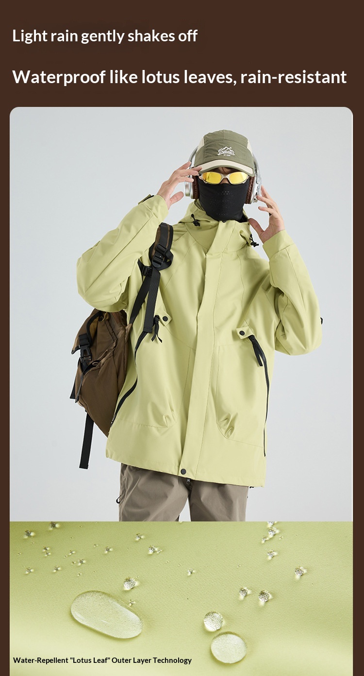 Boy Mountain Style Damen 3-in-1 Jacke Herren Outdoor Winddicht Wasserdicht Locker Übergröße Mantel Herausnehmbares Innenfutter_voghion.com