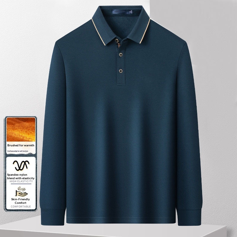 chłopiec Chłopiec Mieszanka wełny Lekka szczotkowana podszewka wewnętrzna Jesień Zima Swobodna męska koszulka polo Długi rękaw Ciepła Wysoka jakość Możliwość dostosowania_voghion.com