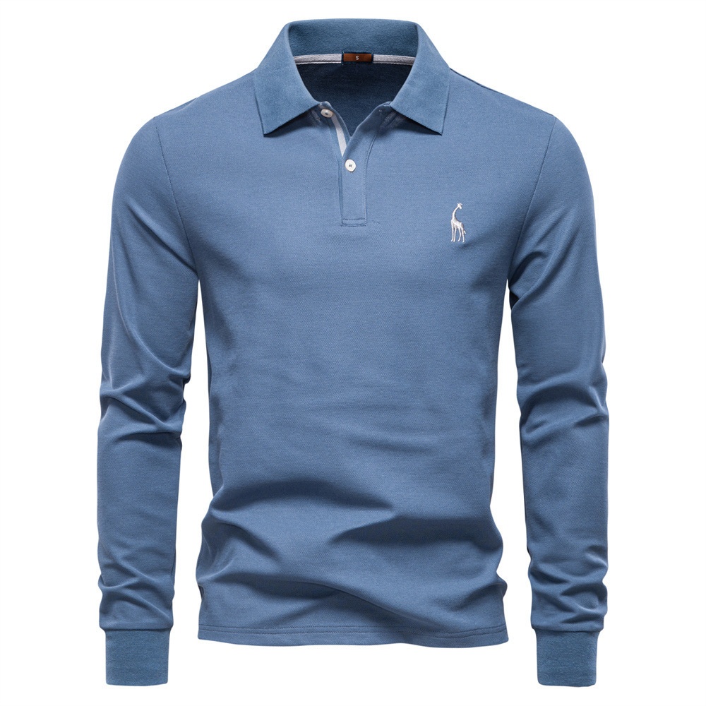 boy Boy POLO Shirt Versatile Top High-quality Polo Men's 2025 Solid Color Autumn Casual Turn-down Collar Long Sleeve_voghion.com
