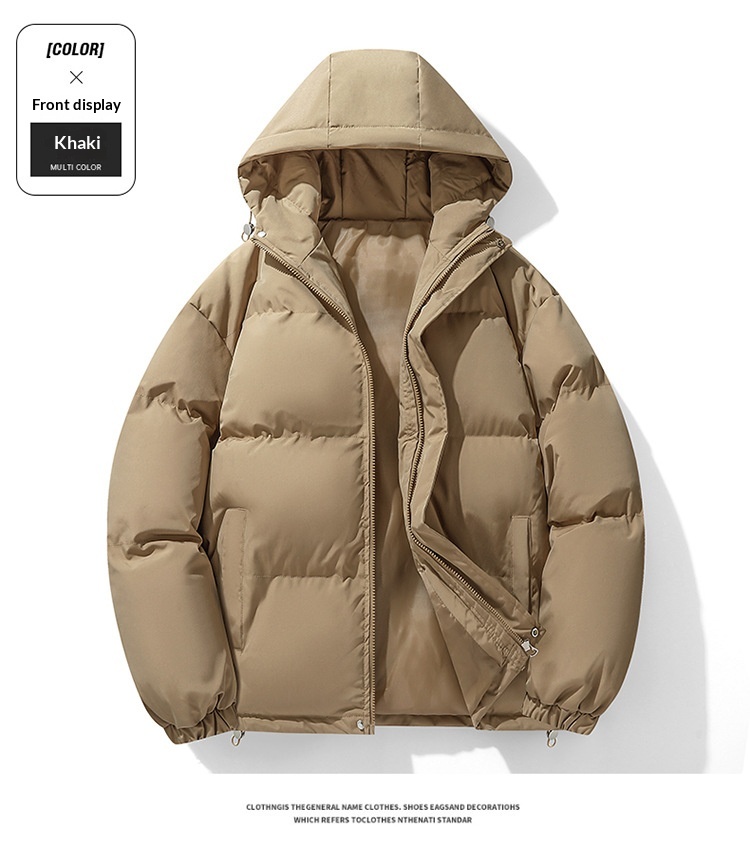 Pulse Herren Daunenjacke Wintermantel im neuen Hong Kong-Stil, lockere Passform, Übergröße, wattiert, Kapuze, Jugendgröße, Baumwoll-Steppjacke_voghion.com