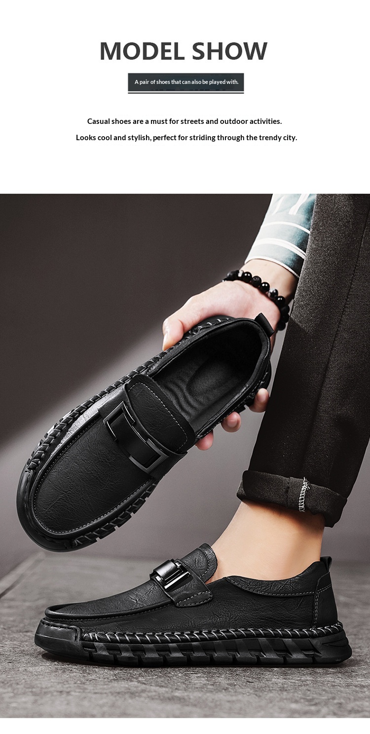 Voyage Cross-Border Export Large Size Hand-Sewn Casual Soft Sole Wide Toe Business Leather Shoes Men's Slip-On Loafers_voghion.com