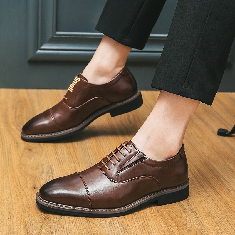 Voyage Sprig Ad Autunno Nuovo Britannico Busiess Formale Me's Casual Pendolare Punta Rialzata Altezza Crescente Scarpe Derby con Lacci_voghion.com