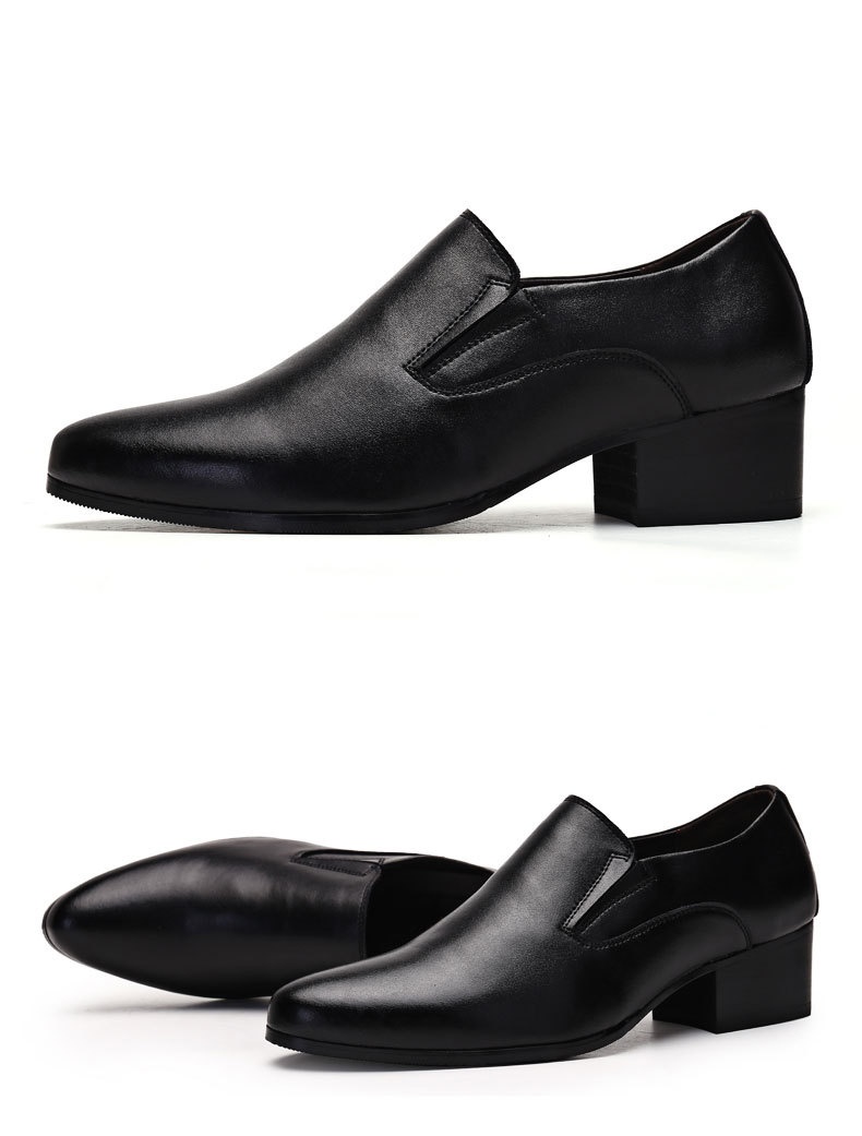 WalkPrime Factory Direct New 6CM Pointed Genuine Trendy Height Increasing Men's High Heel 8cm Leather Shoes_voghion.com