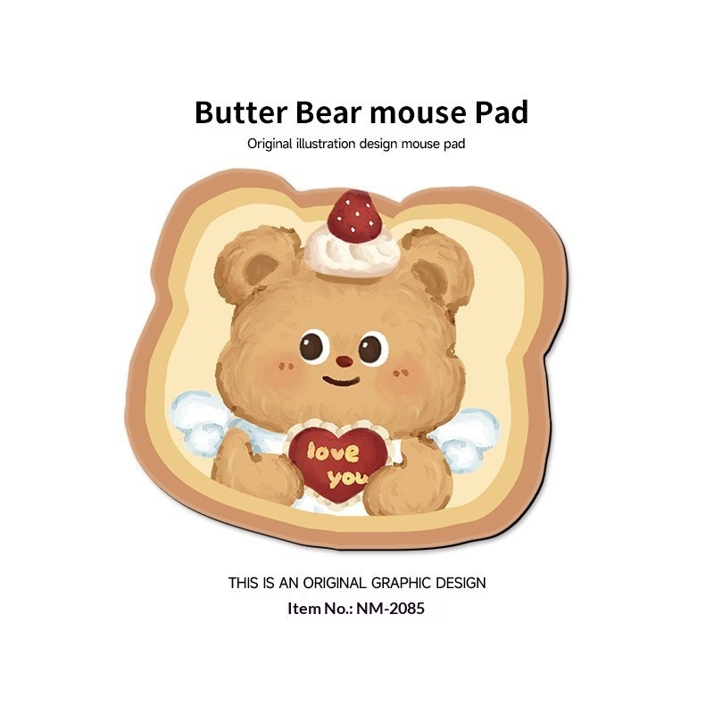 NeoGear NeoGear NeoGear Cute Toast Bear Mouse Pad Small Wrist Support Irregular Cartoon Girl Ins Style Computer Office Desk Mat_voghion.com