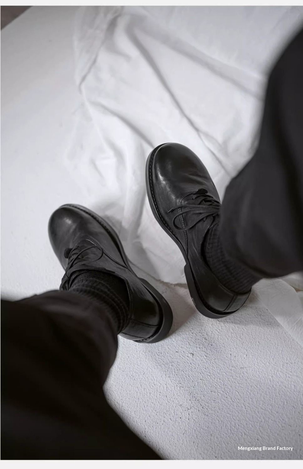 WalkPrime Japanese Retro For Men Dark Black Yamamoto Handmade Trendy Unique Vintage Genuine Leather Soft Cowhide Shoes Summer_voghion.com