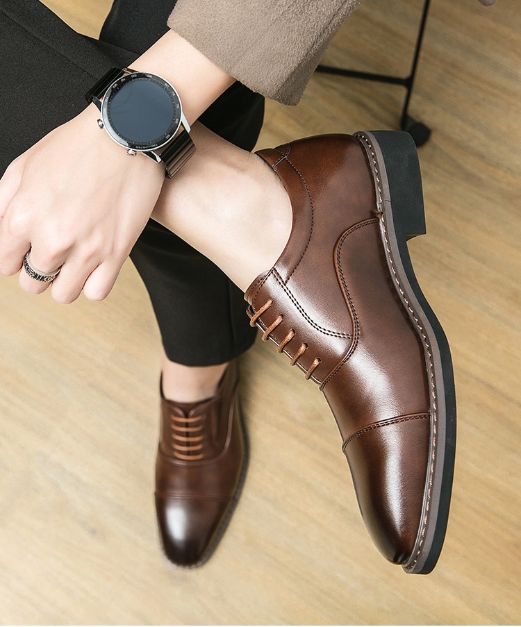 Voyage Sprig Ad Autunno Nuovo Britannico Busiess Formale Me's Casual Pendolare Punta Rialzata Altezza Crescente Scarpe Derby con Lacci_voghion.com