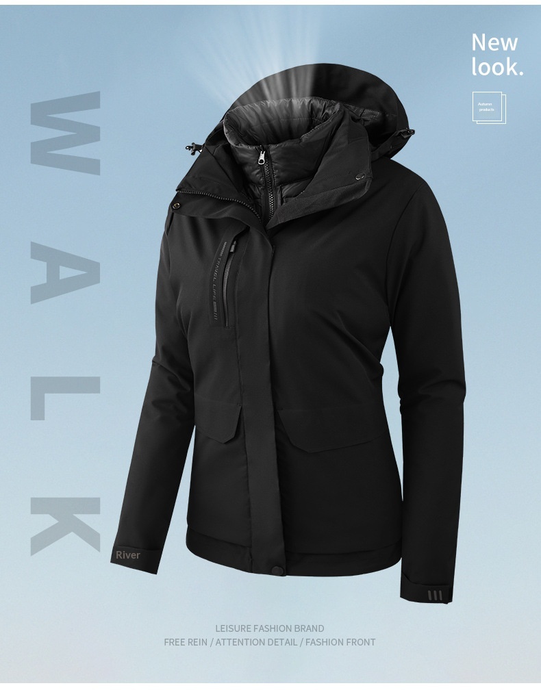 Sommerwanderanzug für Jungen mit Daunenfutter für Herren, Outdoor-Arbeitsbekleidung, wasser- und winddicht, 3-in-1 wasserabweisend_voghion.com