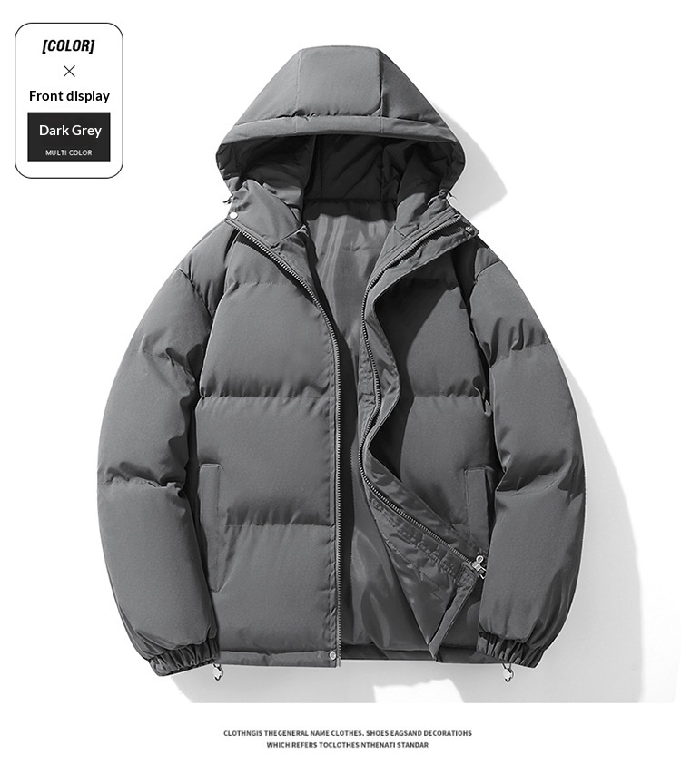 Pulse Herren Daunenjacke Wintermantel im neuen Hong Kong-Stil, lockere Passform, Übergröße, wattiert, Kapuze, Jugendgröße, Baumwoll-Steppjacke_voghion.com