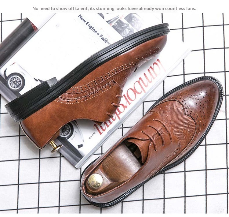 Voyage 2025 New Korean Style Brogue Men's British Business Formal Leather Hairstylist Work Trendy Shoes_voghion.com