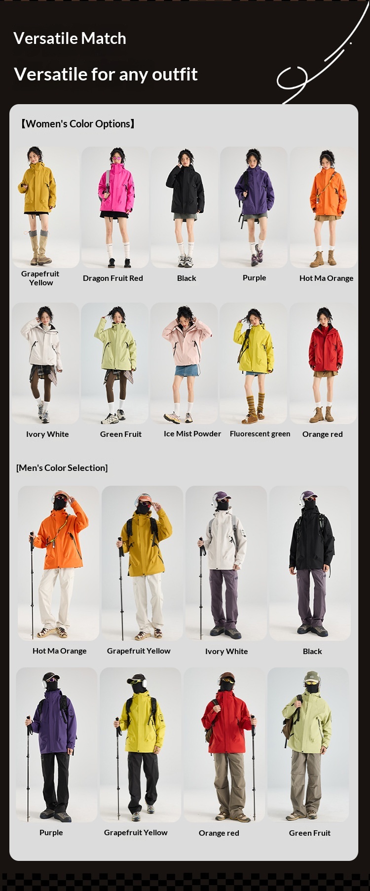 Boy Mountain Style Damen 3-in-1 Jacke Herren Outdoor Winddicht Wasserdicht Locker Übergröße Mantel Herausnehmbares Innenfutter_voghion.com