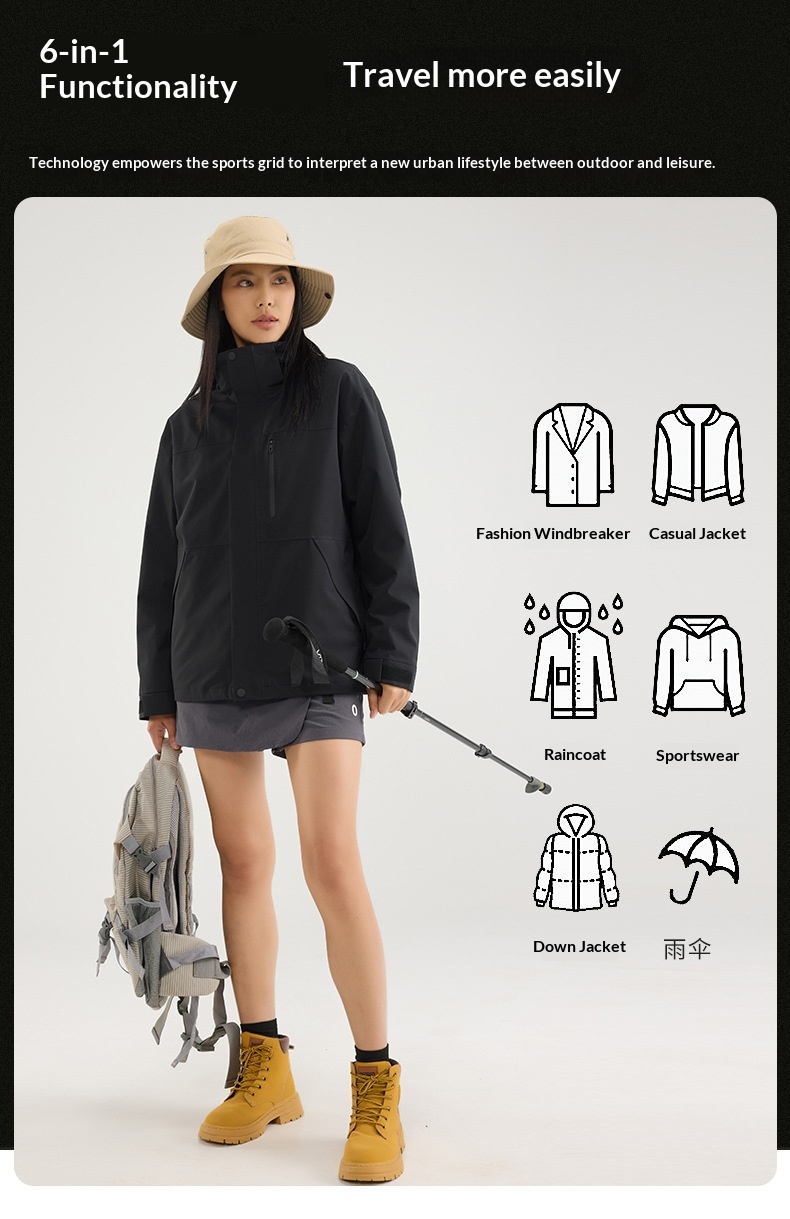 Veste de cyclisme 3 en 1 pour femme, doublée polaire, imperméable et coupe-vent, avec fermeture thermocollée, conforme aux normes nationales._voghion.com