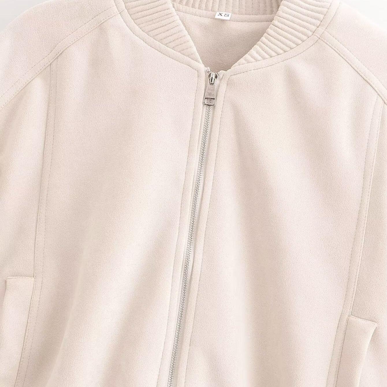 ChicShe 2024 European And American Style Suede Textured Women's Bomber Jacket New Autumn Casual Street Fashion_voghion.com