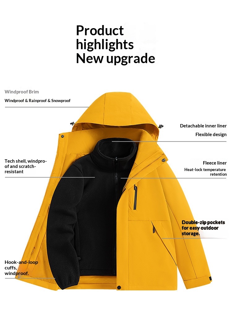 ragazzo Ragazzo Luo Tuo Stesso Stile Rain God Donna Tre in Uno Cappotto Antivento Impermeabile Caldo Tibetano Piccola Taglia Giacca da Trekking Uomo_voghion.com