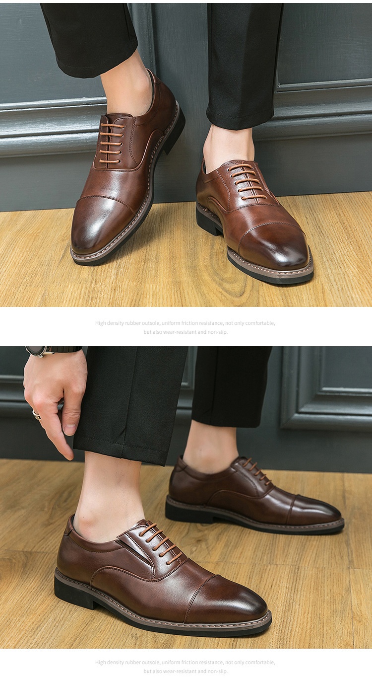 Voyage Sprig Ad Autunno Nuovo Britannico Busiess Formale Me's Casual Pendolare Punta Rialzata Altezza Crescente Scarpe Derby con Lacci_voghion.com