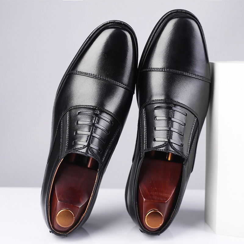 Glide Business Leather Soft Sole Lightweight Office Commute Comfortable Inner Lining Convenient Slip-On Wholesale Men's Shoes_voghion.com