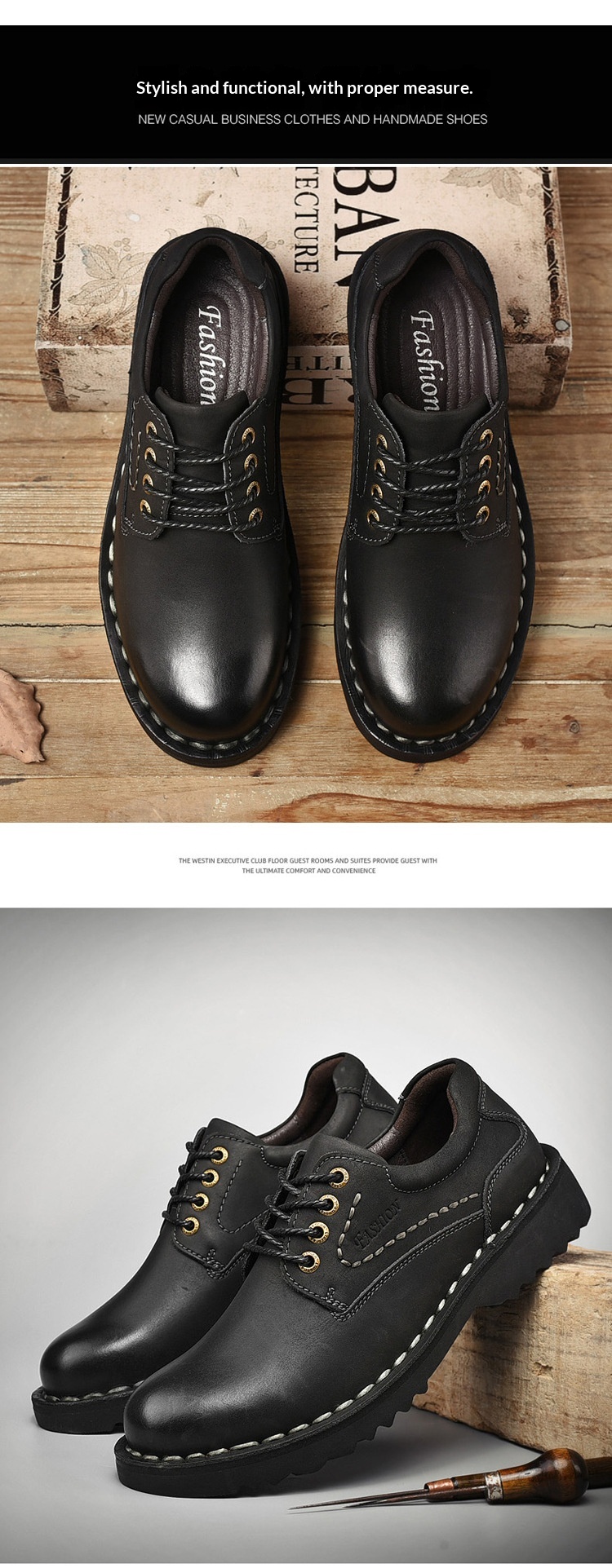 Voyage Cross-Border Genuine Big Stitching Leather Wide Round Toe Retro Color-Washed Work Martin Breathable Casual Men's Shoes_voghion.com