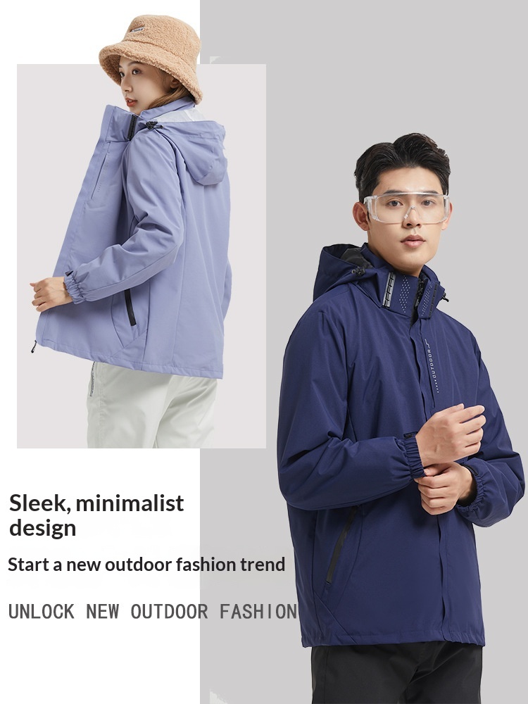 Giacca a vento ispessita da esterno per uomo e donna, set tre in uno da 0,05 kg, staccabile, antivento e impermeabile_voghion.com