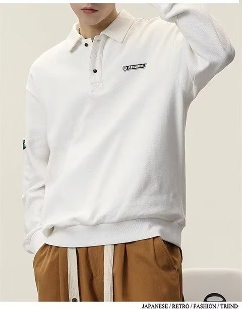 Chłopięca koszulka polo męska American High Street z długim rękawem 2023 Nowa biała kurtka z kołnierzykiem wiosenno-jesienna_voghion.com