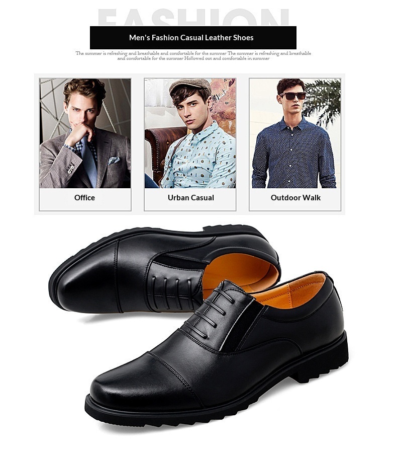Glide Business Leather Soft Sole Lightweight Office Commute Comfortable Inner Lining Convenient Slip-On Wholesale Men's Shoes_voghion.com