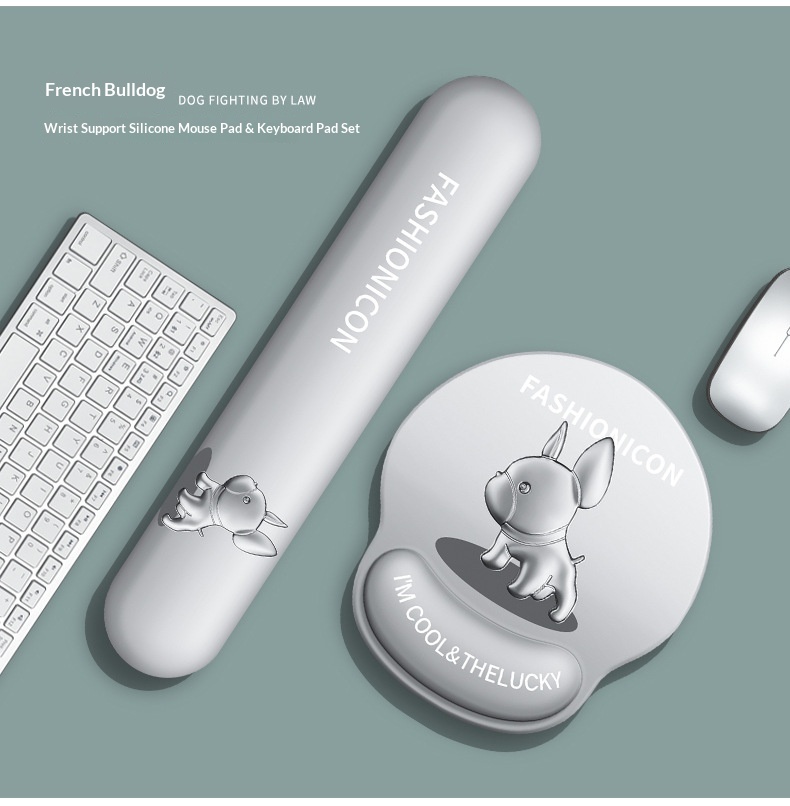 NeoGear NeoGear NeoGear Neue Maus-Tastatur-Handauflage, trendiges, niedliches, rutschfestes Handgelenkpolster, Französische Bulldogge 3D, Großhandel_voghion.com