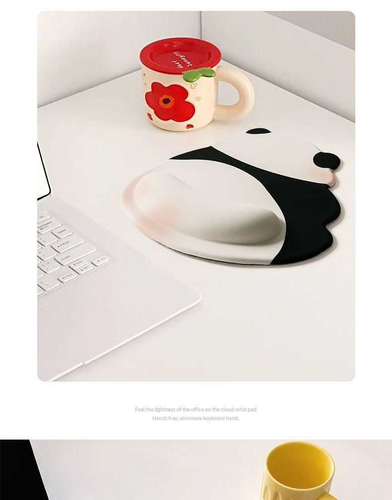 Tapis de souris NeoGear NeoGear NeoGear Panda 3D avec support pour femmes, en mousse à mémoire de forme, pour ordinateur portable ou clavier de bureau, repose-poignets_voghion.com