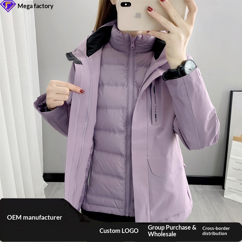 Sommerwanderanzug für Jungen mit Daunenfutter für Herren, Outdoor-Arbeitsbekleidung, wasser- und winddicht, 3-in-1 wasserabweisend_voghion.com