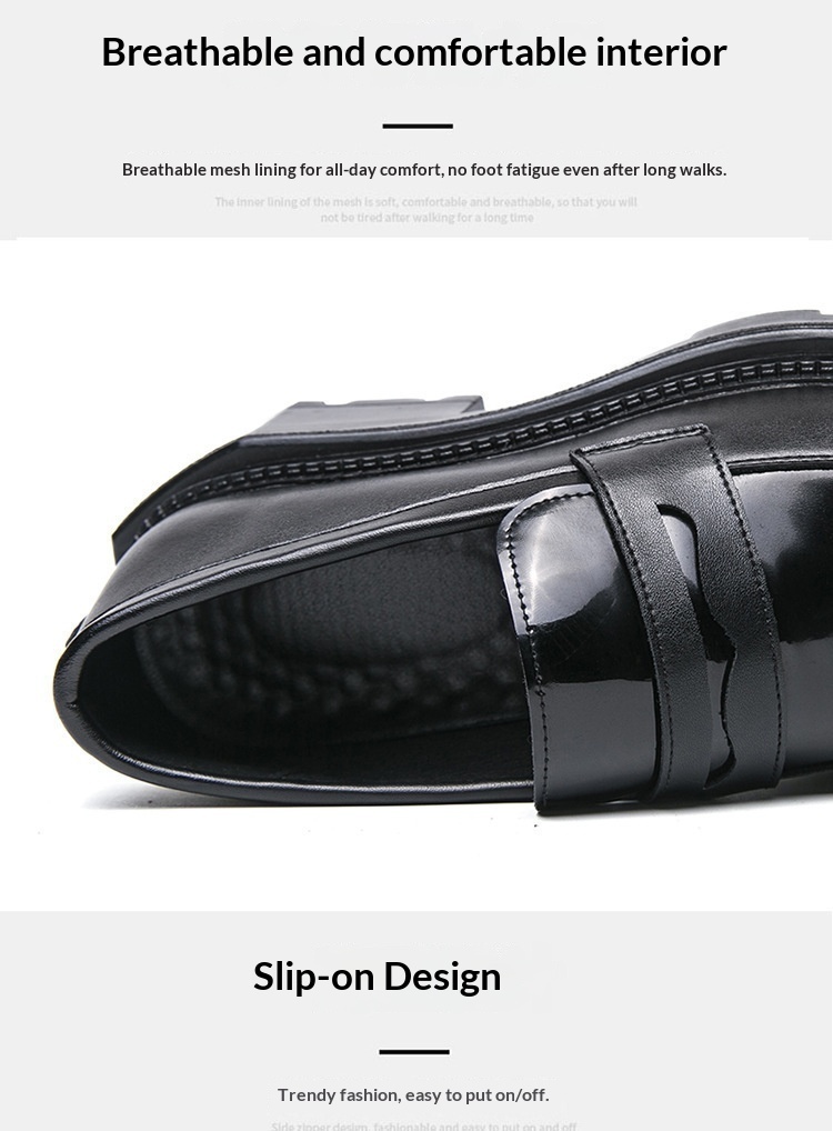 WalkPrime Formal Square Toe Leather For Men Britih Style In Caual Groommen Suit Black Thick-Soled Height-Increaing Derby_voghion.com