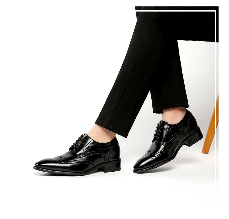Voyage 2024 Nuovo stile, scarpe formali con aumento di altezza per uomo, in vera pelle, brogue, da ufficio, da uomo, da sposa_voghion.com