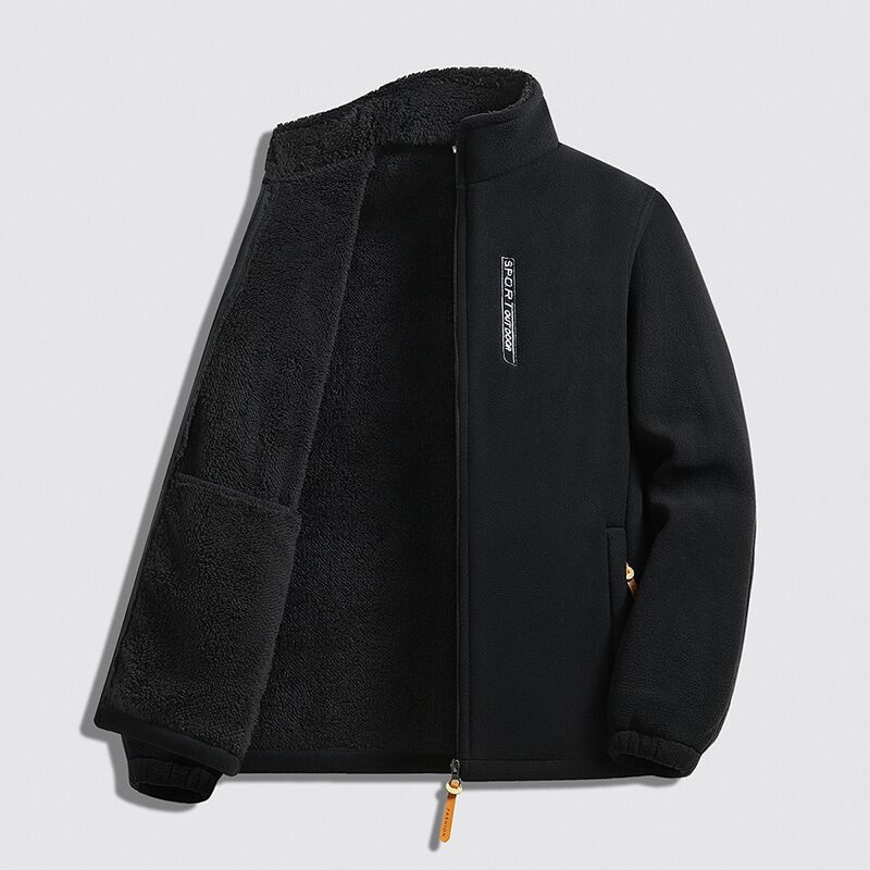 boy Boy Men's Autumn Winter New Cardigan Fleece Sweatshirt Lamb Wool Thickened Warm Jacket_voghion.com