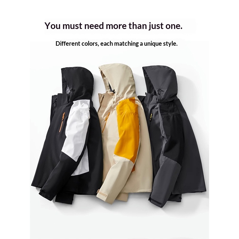 boy Boy Unisex Fleece-Lined Thickened Two-Piece Set Three-in-One Waterproof Breathable Mountaineer Ski Jacket With_voghion.com