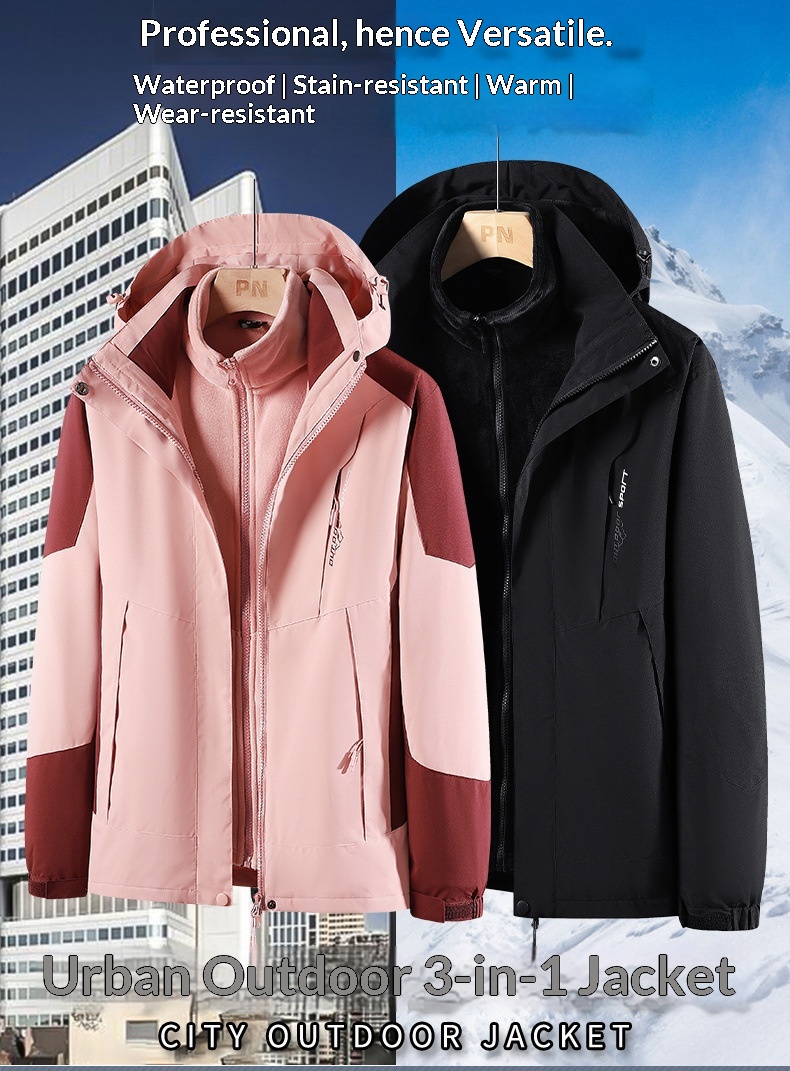 boy Boy Women's Trendy Brand Three-in-One Detachable Two-Piece With Fleece Lining, Thickened Men's Mink Velvet Windproof_voghion.com