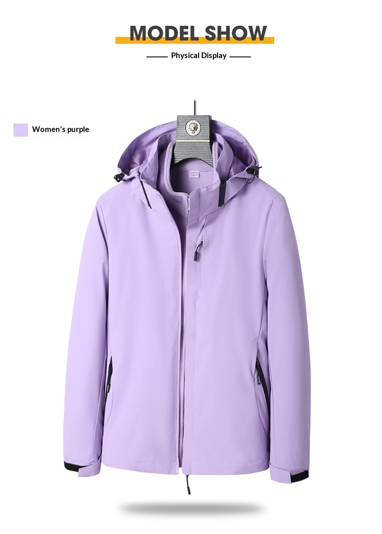 Boy Herren- und Damen 3-in-1 abnehmbare zweiteilige Outdoor-Jacke, winddicht und wasserdicht, Reise- und Bergsteigerbekleidung_voghion.com